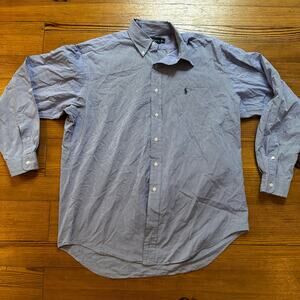 Ralph Lauren blue white checkered long sleeve button up shirt SIZE L